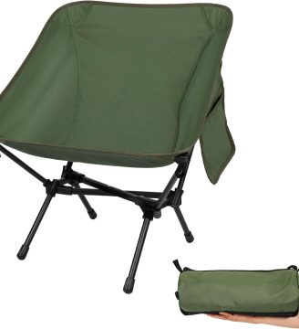Ultralight Camping Chair, Portable Folding Backpacking Chair, Compact Camping Chair with Carry Bag for Outdoor Camp Hiking Backpack Beach Travel (Green)